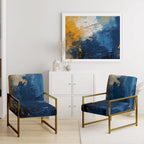 Blue and Yellow Intuitive Expressions I Upholstered Abstract Accent Chair and Modern & Contemporary Arm Chair