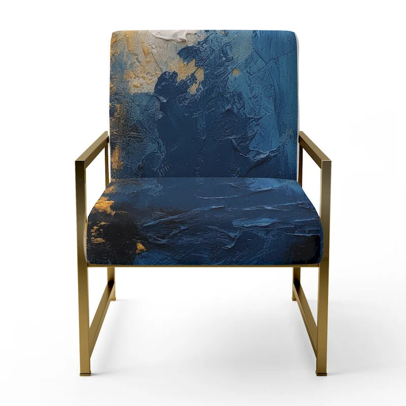 Blue and Yellow Intuitive Expressions I Upholstered Abstract Accent Chair and Modern & Contemporary Arm Chair