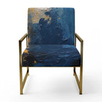 Blue and Yellow Intuitive Expressions I Upholstered Abstract Accent Chair and Modern & Contemporary Arm Chair