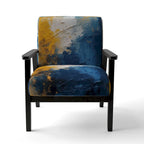 Blue and Yellow Intuitive Expressions I Upholstered Abstract Accent Chair and Modern & Contemporary Arm Chair