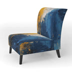 Blue and Yellow Intuitive Expressions I Upholstered Abstract Accent Chair and Modern & Contemporary Arm Chair