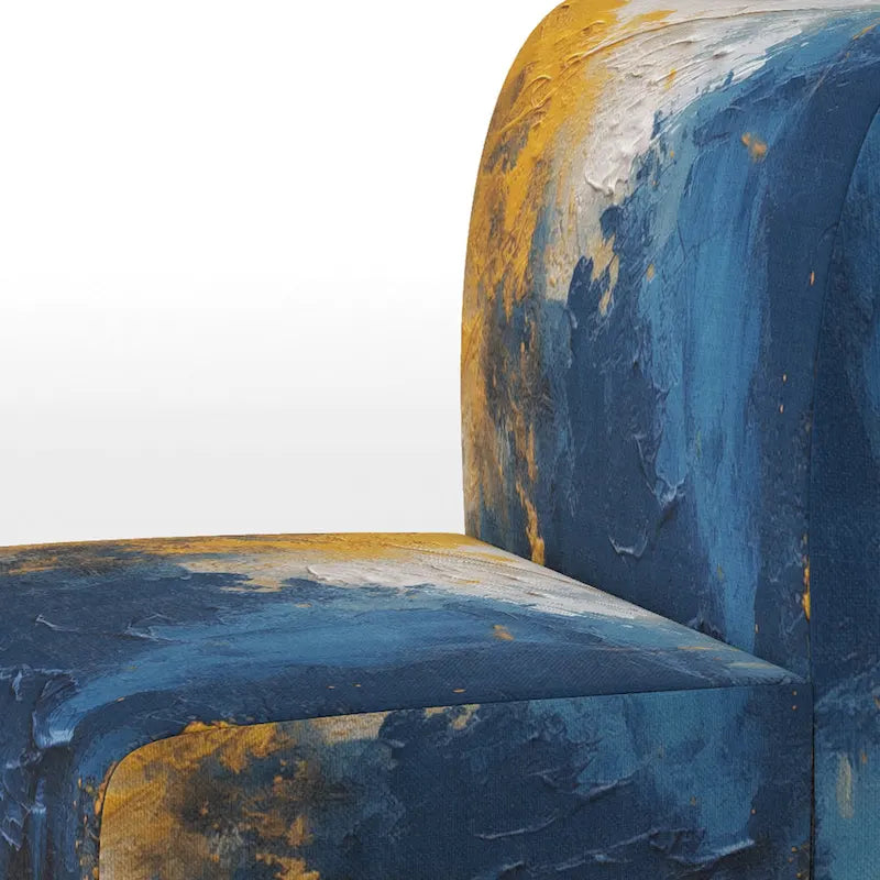 Blue and Yellow Intuitive Expressions I Upholstered Abstract Accent Chair and Modern & Contemporary Arm Chair