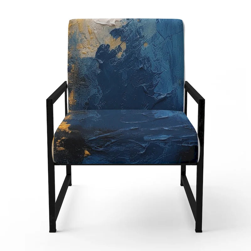 Blue and Yellow Intuitive Expressions I Upholstered Abstract Accent Chair and Modern & Contemporary Arm Chair