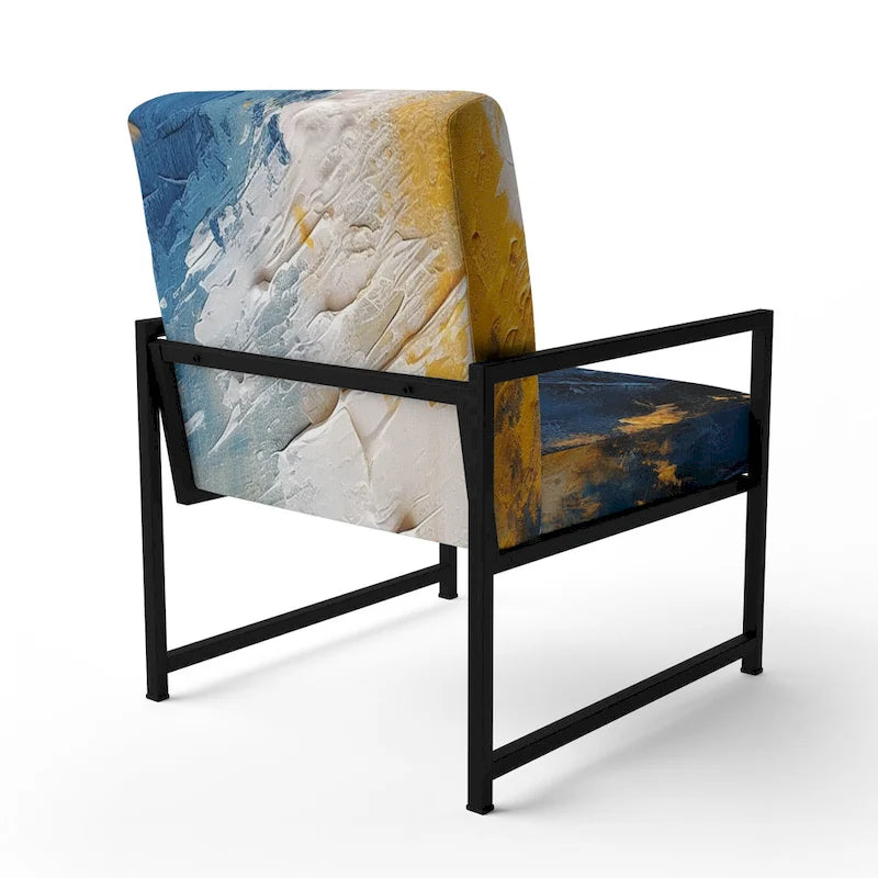 Blue and Yellow Intuitive Expressions I Upholstered Abstract Accent Chair and Modern & Contemporary Arm Chair