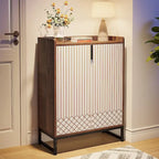 5 Tier Shoe Cabinet with Doors 25 Pairs White Wood Shoes Organizer