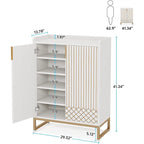 5 Tier Shoe Cabinet with Doors 25 Pairs White Wood Shoes Organizer