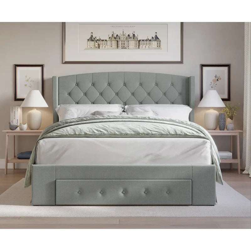Tufted Upholstered Storage Panel Bed