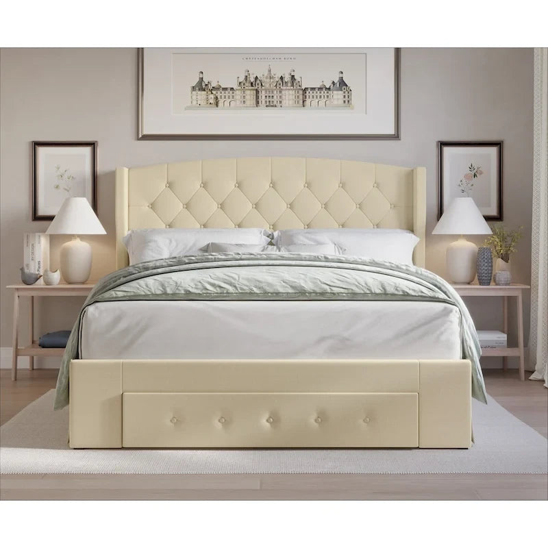 Tufted Upholstered Storage Panel Bed