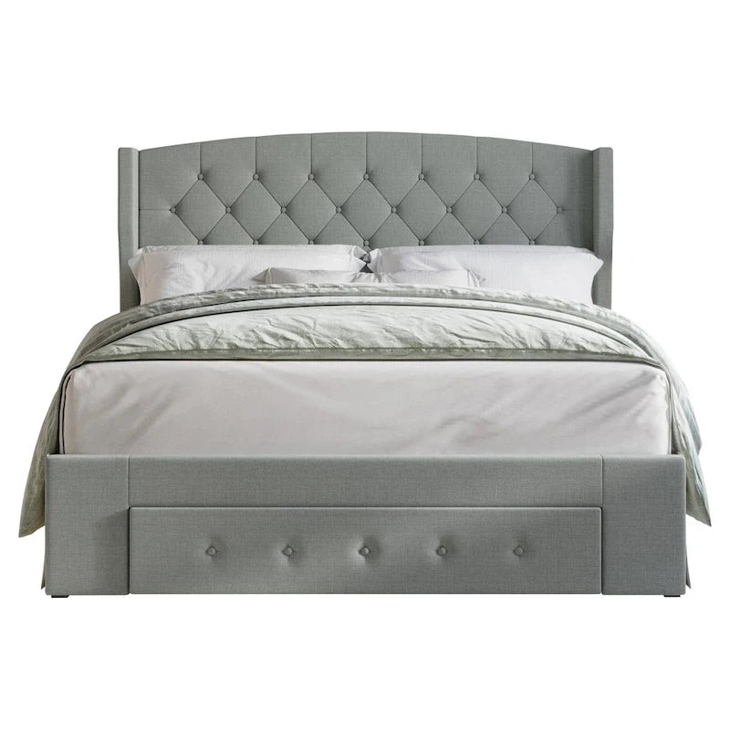 Tufted Upholstered Storage Panel Bed