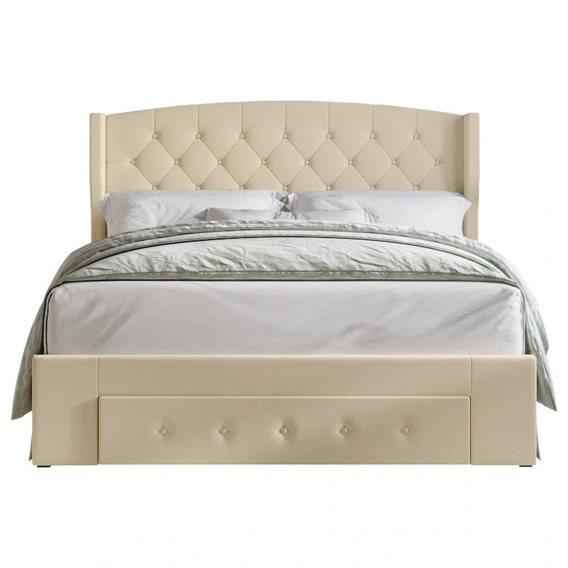 Tufted Upholstered Storage Panel Bed