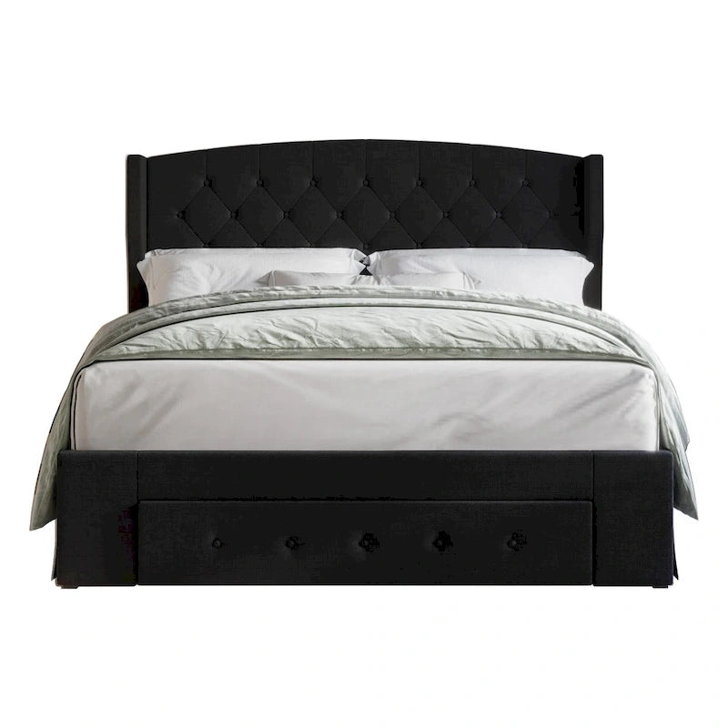 Tufted Upholstered Storage Panel Bed