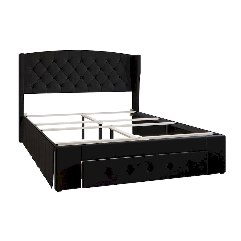Tufted Upholstered Storage Panel Bed