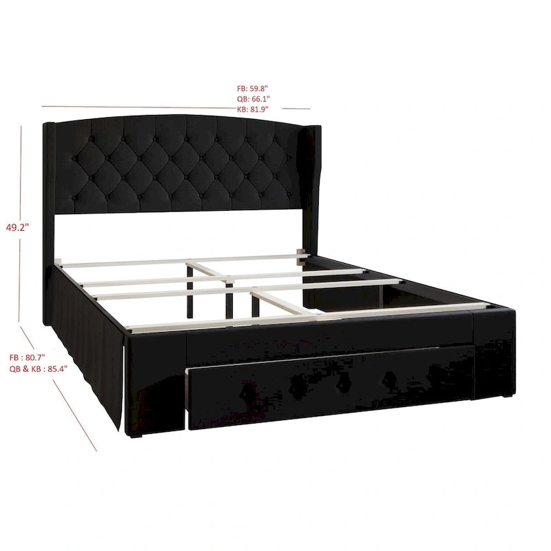 Tufted Upholstered Storage Panel Bed