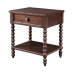 Beckett Turned Wood Spindle Nightstand with Drawer & Shelf