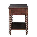 Beckett Turned Wood Spindle Nightstand with Drawer & Shelf