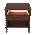 Beckett Turned Wood Spindle Nightstand with Drawer & Shelf