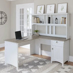 Bush Furniture Salinas 60W L Shaped Desk with Storage Hutch