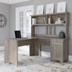 Bush Furniture Salinas 60W L Shaped Desk with Storage Hutch