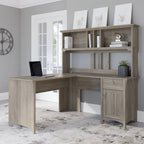 Bush Furniture Salinas 60W L Shaped Desk with Storage Hutch