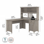 Bush Furniture Salinas 60W L Shaped Desk with Storage Hutch