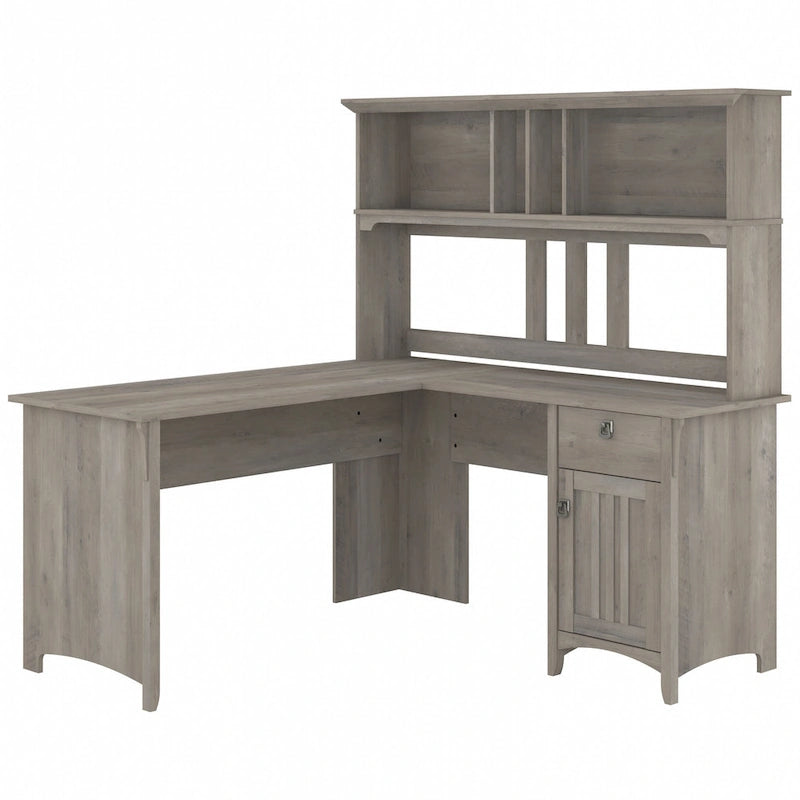 Bush Furniture Salinas 60W L Shaped Desk with Storage Hutch