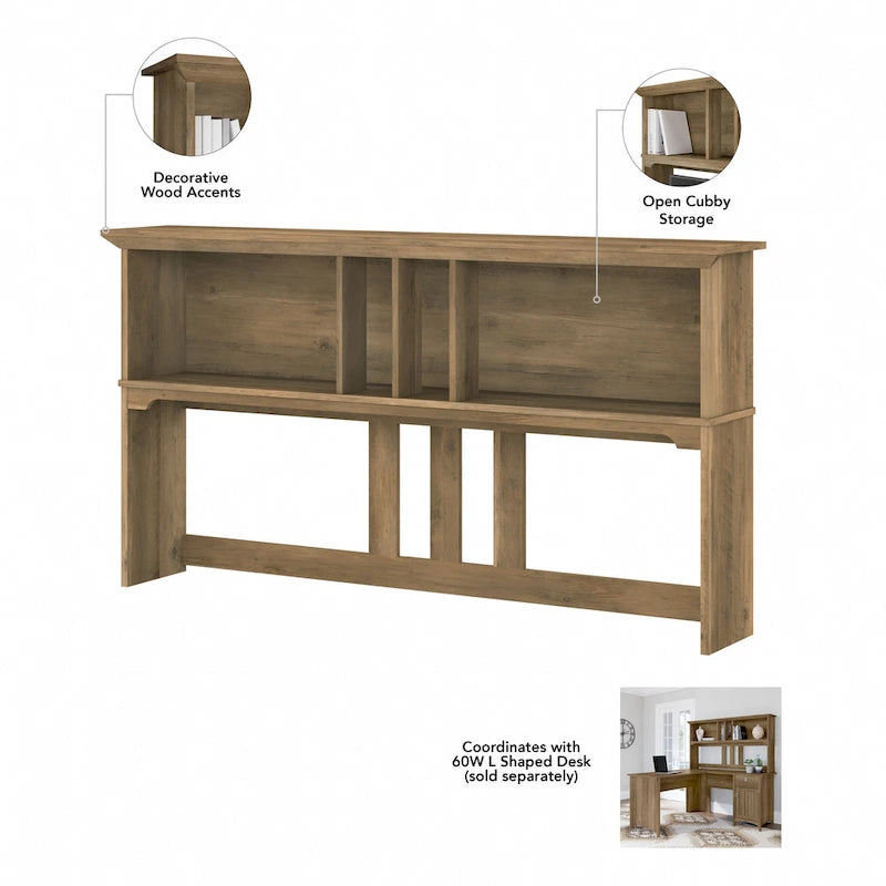 Bush Furniture Salinas 60W L Shaped Desk with Storage Hutch