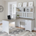 Bush Furniture Salinas 60W L Shaped Desk with Storage Hutch