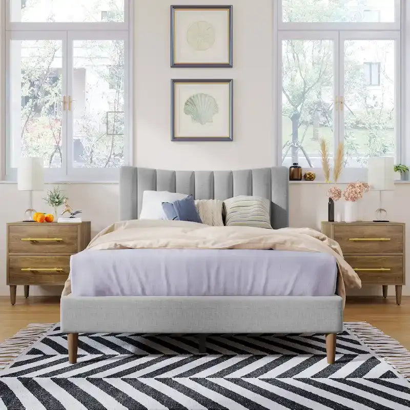 Full Upholstered Platform Bed Frame