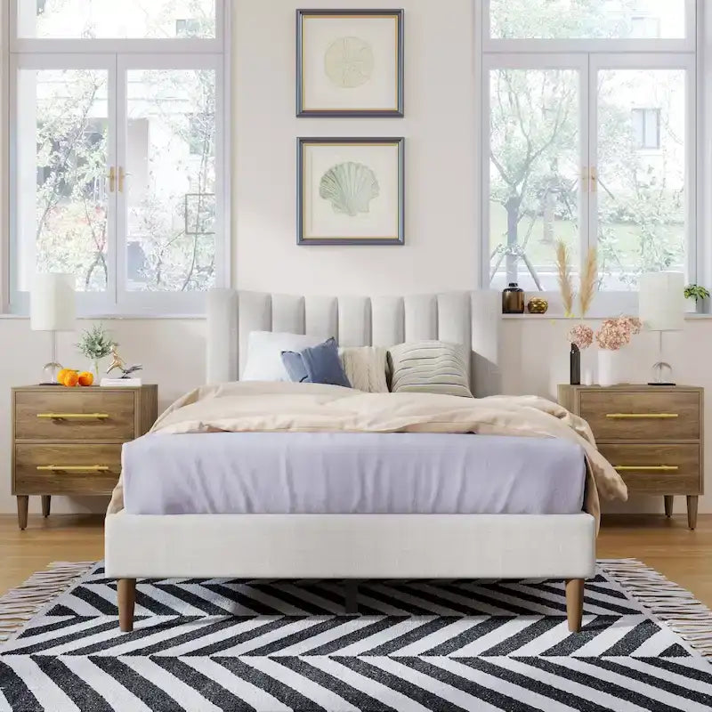 Full Upholstered Platform Bed Frame
