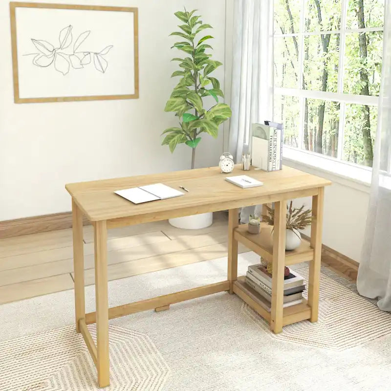 Plank and Beam Desk with Bookshelves