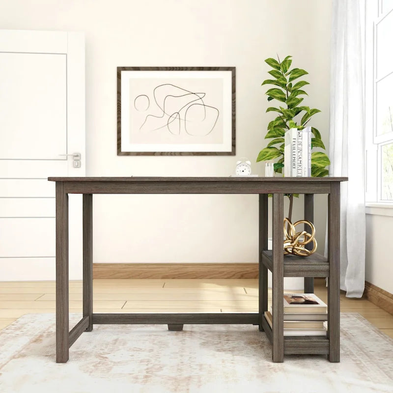 Plank and Beam Desk with Bookshelves