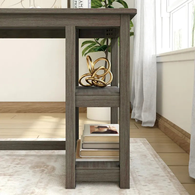 Plank and Beam Desk with Bookshelves