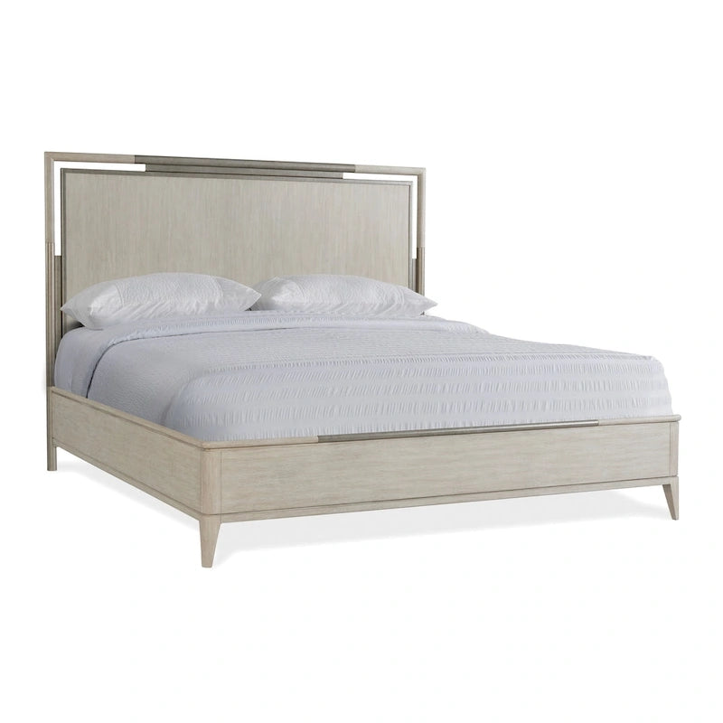 Roundhill Furniture Mantalia Solid Wood Bedroom Set, Panel Bed, Dresser, Mirror, 2 Nightstands, Chest, and Bench, Champagne