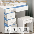 31.5 Wide Dresser Makeup Vanity With Stool and Touching Light Mirror - 31.5W
