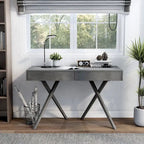 Foli Transitional 47-inch Wood 2-Drawer Desk with USBs and Power Outlets