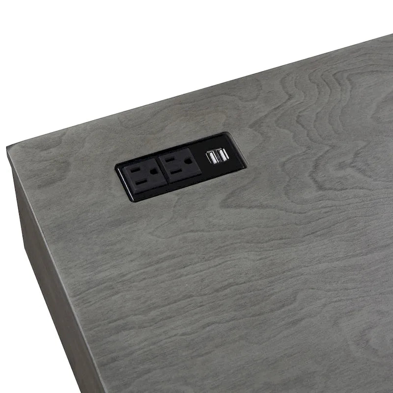 Foli Transitional 47-inch Wood 2-Drawer Desk with USBs and Power Outlets