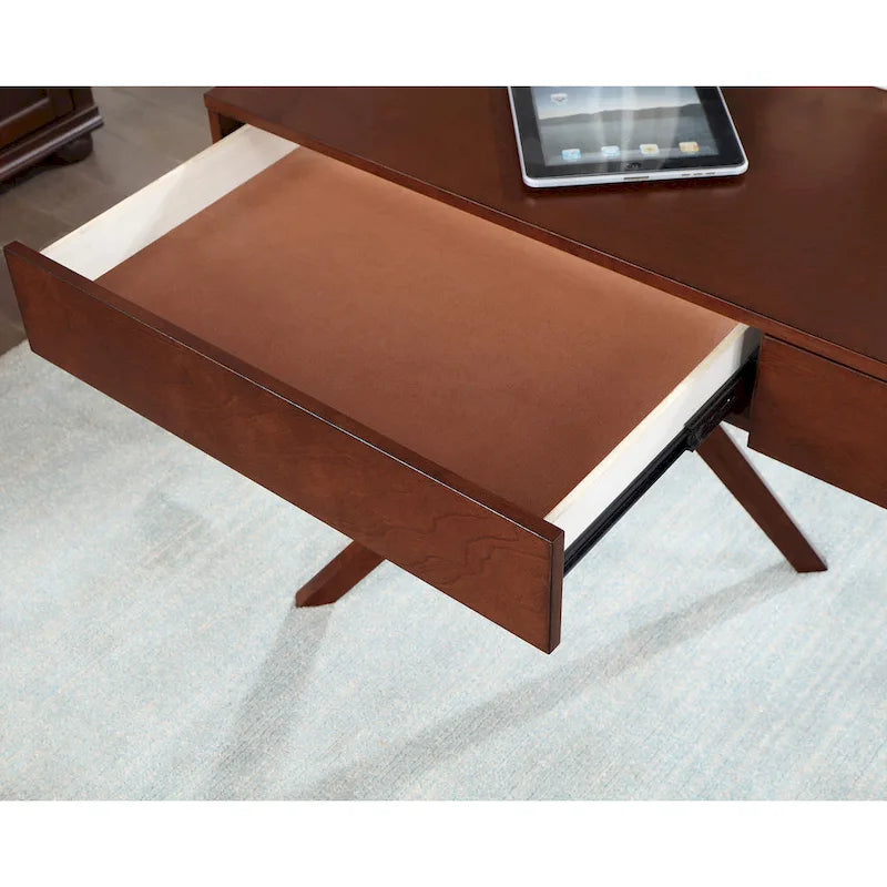 Foli Transitional 47-inch Wood 2-Drawer Desk with USBs and Power Outlets