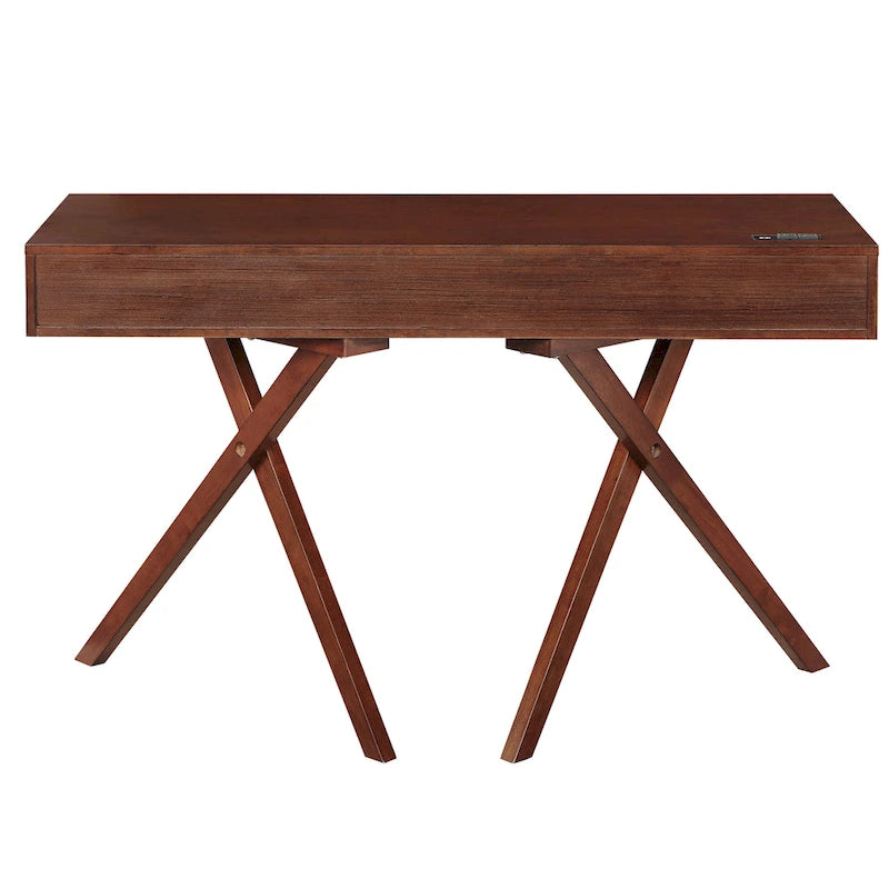 Foli Transitional 47-inch Wood 2-Drawer Desk with USBs and Power Outlets
