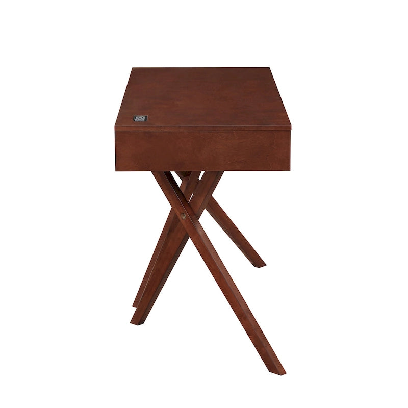 Foli Transitional 47-inch Wood 2-Drawer Desk with USBs and Power Outlets