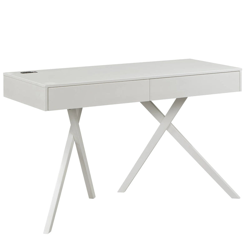 Foli Transitional 47-inch Wood 2-Drawer Desk with USBs and Power Outlets