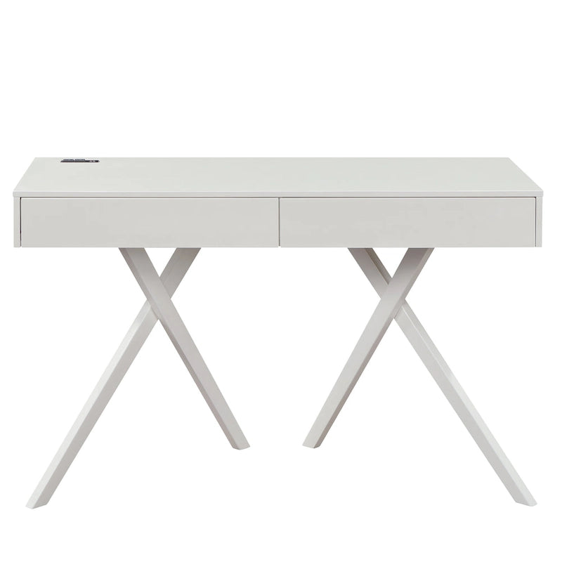 Foli Transitional 47-inch Wood 2-Drawer Desk with USBs and Power Outlets