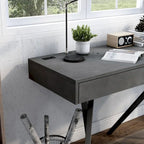 Foli Transitional 47-inch Wood 2-Drawer Desk with USBs and Power Outlets