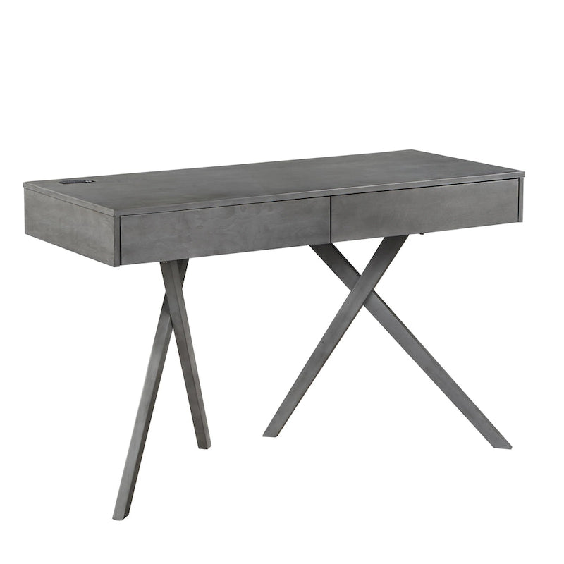 Foli Transitional 47-inch Wood 2-Drawer Desk with USBs and Power Outlets