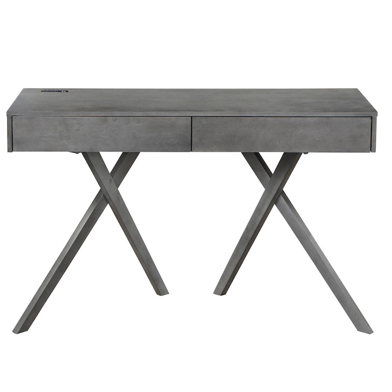 Foli Transitional 47-inch Wood 2-Drawer Desk with USBs and Power Outlets