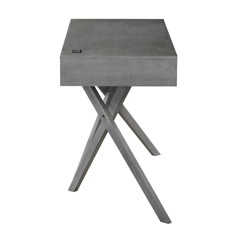 Foli Transitional 47-inch Wood 2-Drawer Desk with USBs and Power Outlets