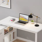 Timechee 55-inch L Shaped Office Computer Desk w/ Drawers Cabinet, White