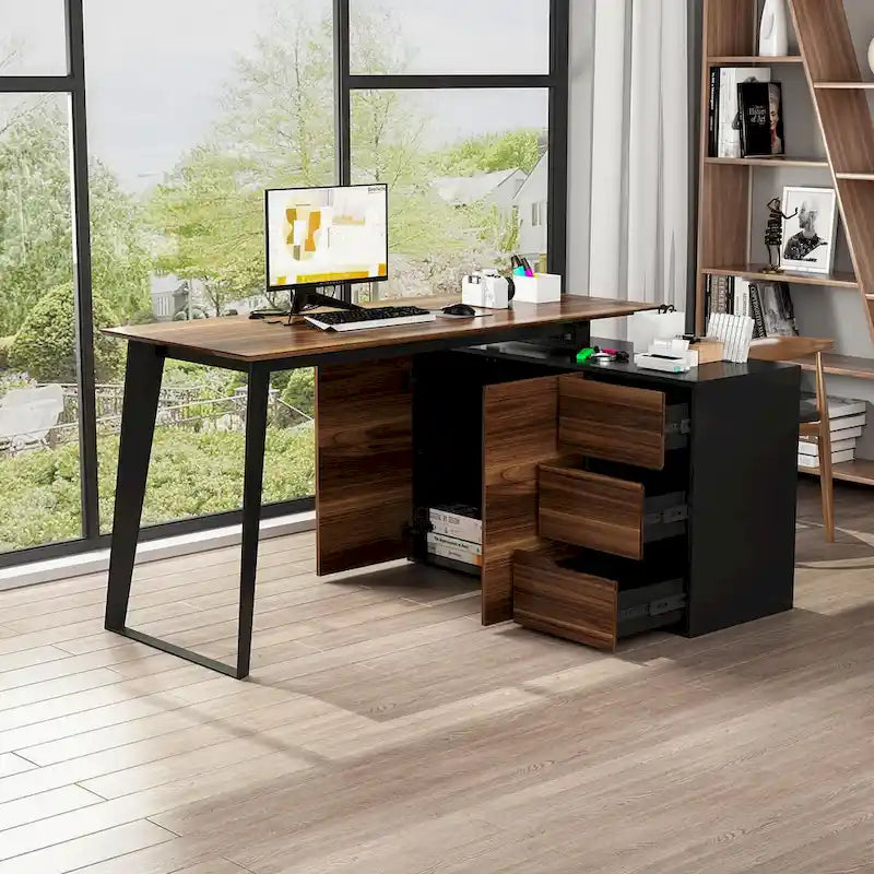 Timechee Home Office Computer Desk L-Shaped Corner Desk 54.3 Writing