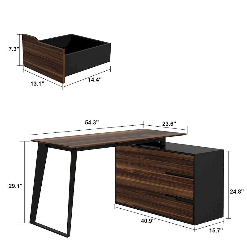 Timechee Home Office Computer Desk L-Shaped Corner Desk 54.3 Writing
