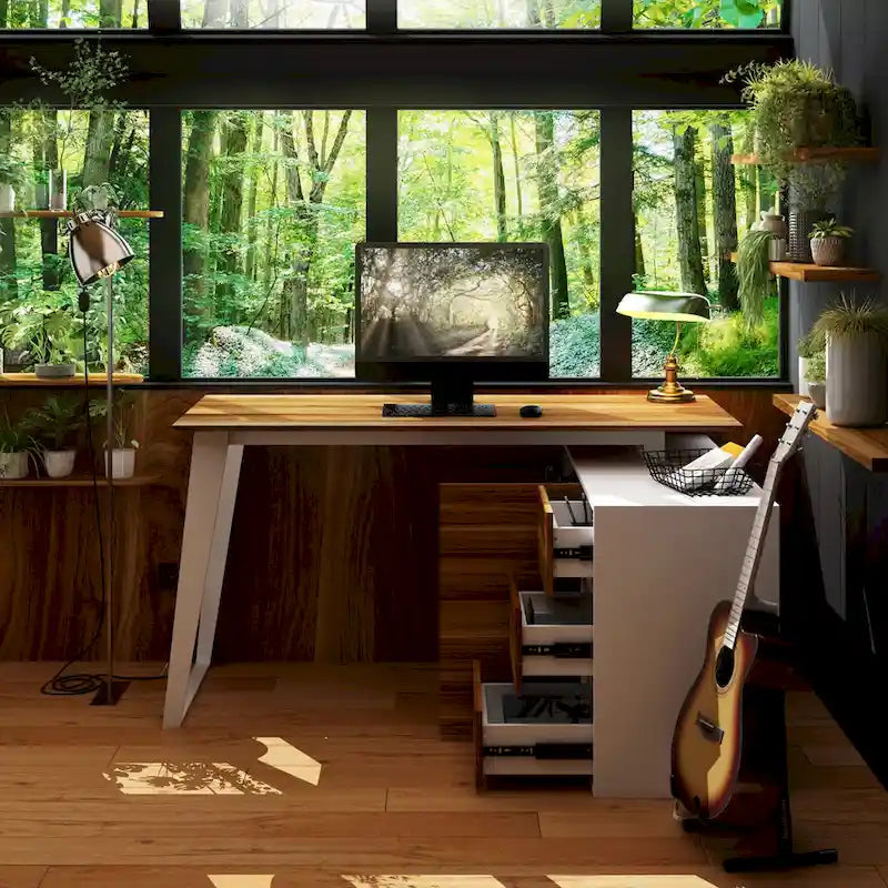 Timechee Home Office Computer Desk L-Shaped Corner Desk 54.3 Writing