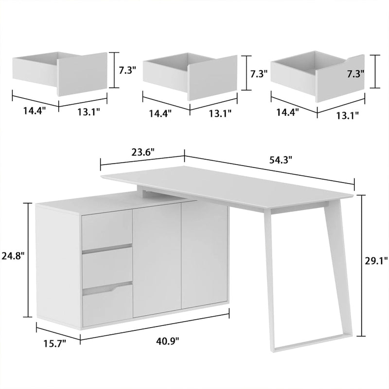 Timechee Home Office Computer Desk L-Shaped Corner Desk 54.3 Writing
